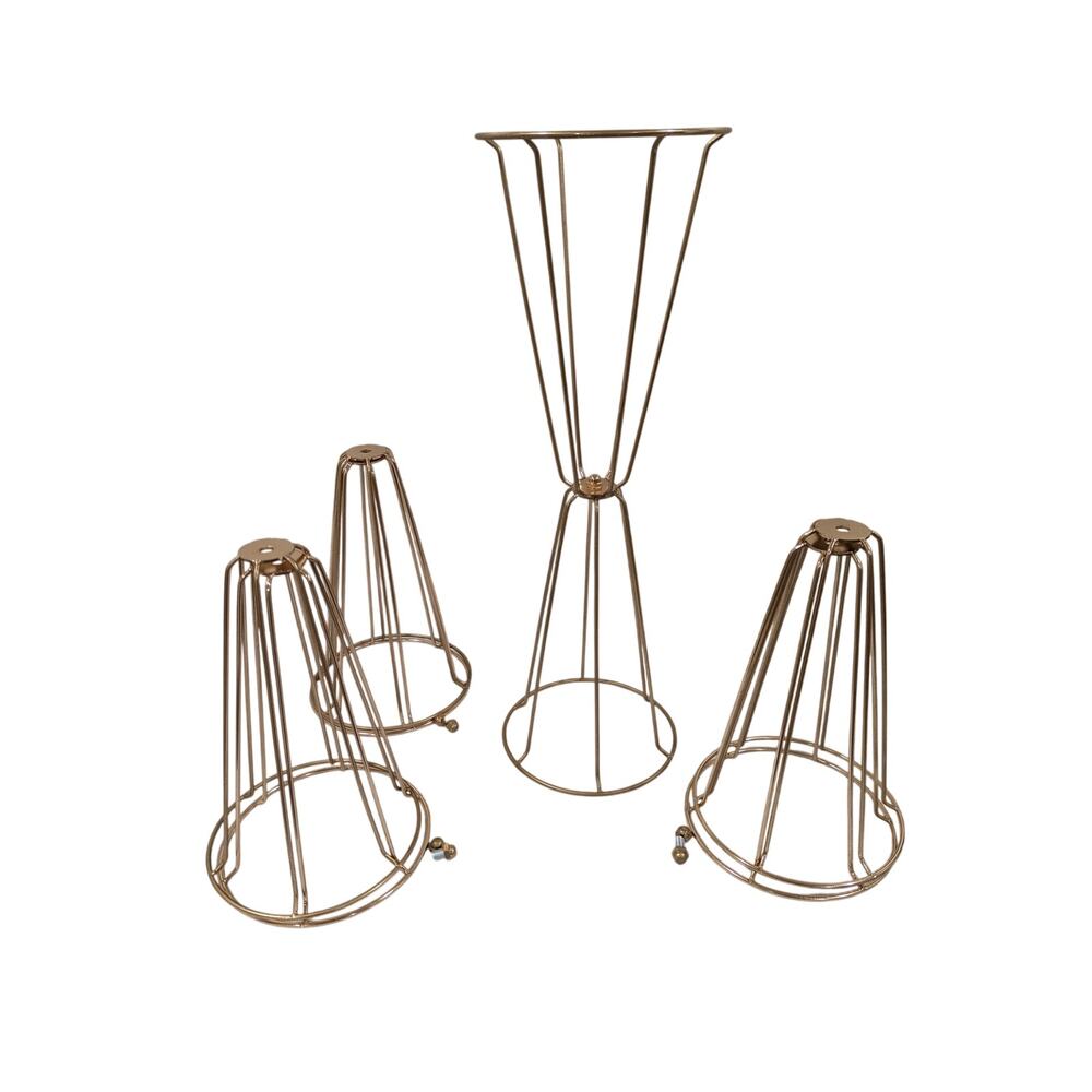 Set of 4 Wedding Centerpieces Geometric High Gold Vases - 23.6" Floral Table